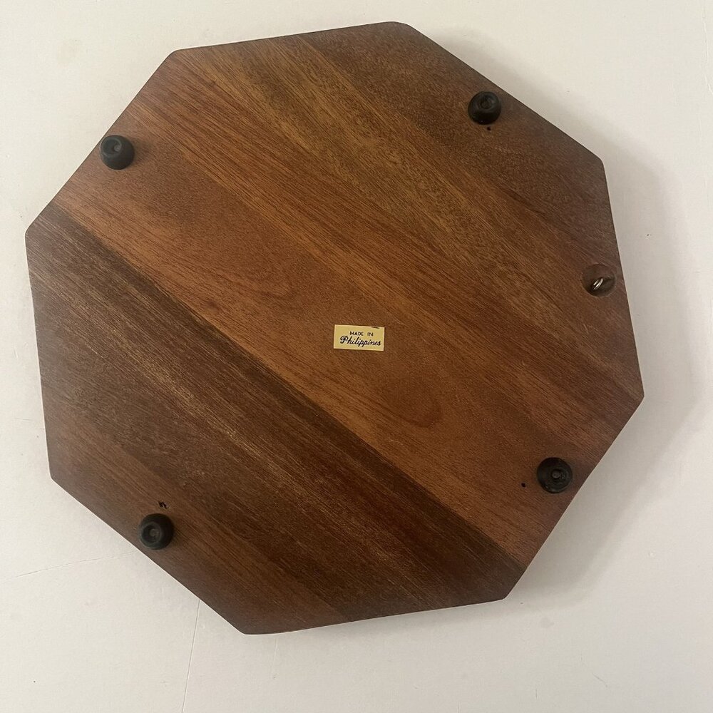 Vintage Floral Goodwood Cheese & Cracker Octagonal Wood Tray NO Glass Dome - Picture 4 of 6